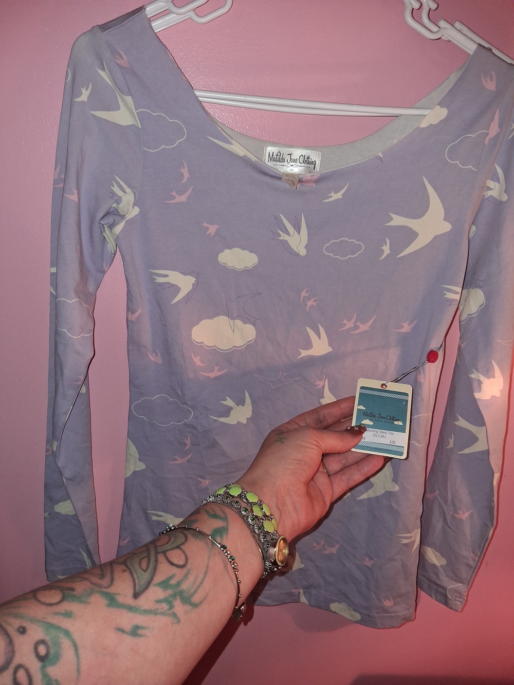 Matilda Jane Lavender Bird & Cloud Long Sleeve Top